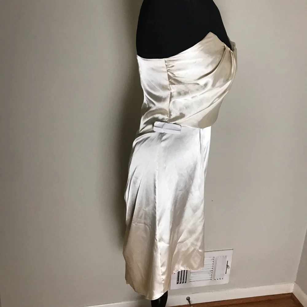 ASOS Champagne Strapless Satin Dress NWT - Picture 4 of 10